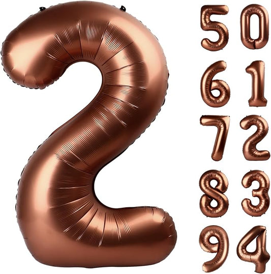 Dark Brown 2 Balloon, Coffee Brown Number Balloons 40 Inch, Chocolate 2nd Balloon Number Birthday Decorations, Second Two Birthday Party Supplies, Number 2