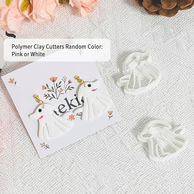 Xaekicr Halloween Ghost Dog Polymer Clay Cutters – Cute Clay Earring Cutters for DIY Jewelry Making, Polymer Clay Molds and Craft Tools, Set of 2
