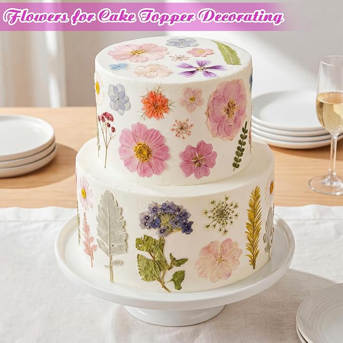 96 Pcs Natural Dried Pressed Flowers for Cake Topper Decorating Cupcake Toppers Cocktails Resin Jewelry Candle Soap Making DIY Art Crafts