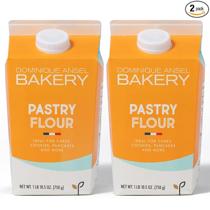 Fine French Pastry Flour, 2 Pack, by Dominique Ansel & Grands Moulins De Paris, T55 Soft White Wheat Flour From France, Ideal for Baking Pancakes, Sponge Cakes and Light and Airy Pastries, 1.65lb Carton, Pack of 2