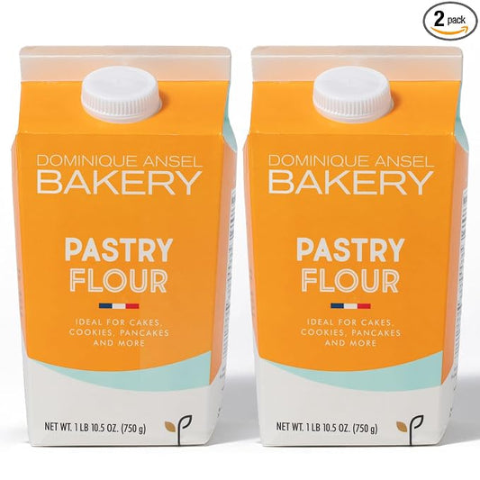 Fine French Pastry Flour, 2 Pack, by Dominique Ansel & Grands Moulins De Paris, T55 Soft White Wheat Flour From France, Ideal for Baking Pancakes, Sponge Cakes and Light and Airy Pastries, 1.65lb Carton, Pack of 2