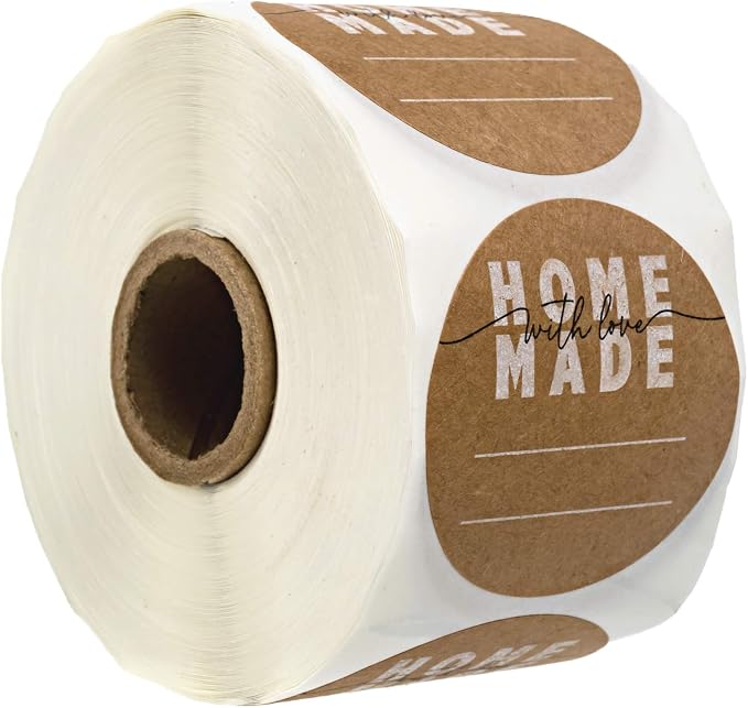 Homemade with Love Canning Stickers / 500 Circle Labels Printed On Sturdy Kraft Stock / 2" Modern Illustrated Decals