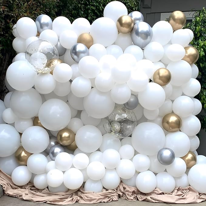 Voircoloria 110pcs White Balloons 12inch Matte White Latex Party Balloons for Wedding, Birthday, Graduation, Bridal Shower, Baby Shower, Bachelorette and Engagement Decorations