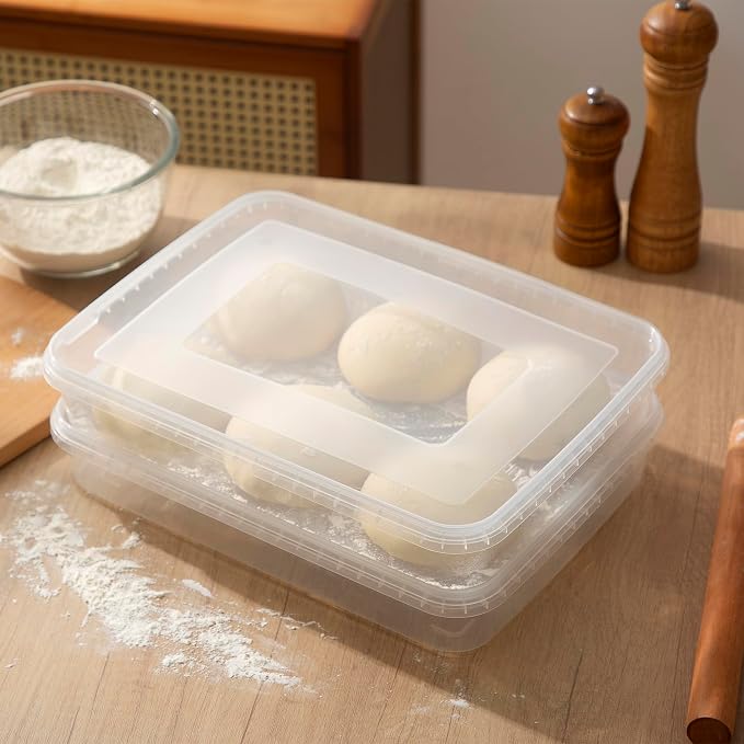 2 Pack Transparent Proofing Box, Observable Pizza Dough Proofing Box, Sealed Pizza Dough Proofing Container whit Lid (Transparent)