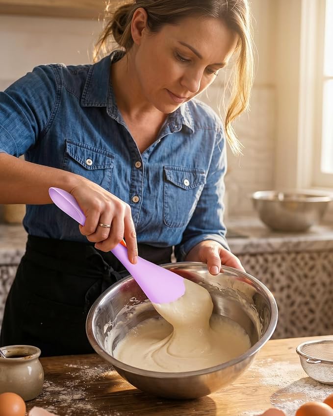2-Pack Double-Headed Silicone Spatula Spoon, Nonstick Safe, Seamless | Scraping & spreading dual-use. Matte, BPA-free. For cooking, baking, mixing. Gentle on nonstick pans. No buildup.