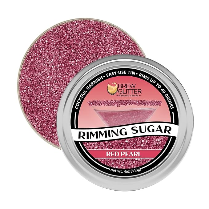 Brew Glitter - Red Rimming Sugar (4oz, 1x Bar Tin) Cocktail Garnish for Mixed Drinks & Refreshments