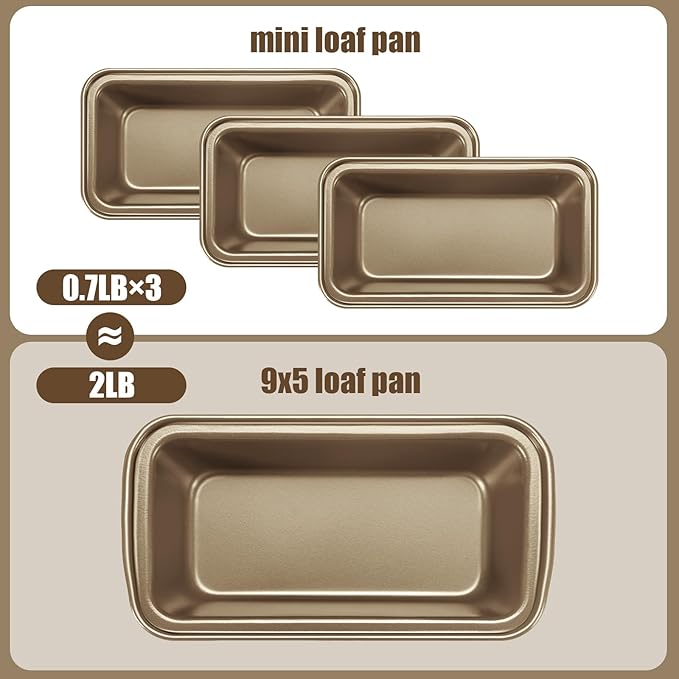 Uiifan 12 Pcs Mini Loaf Pan for Baking Bread Non Stick Small Banana Bread Tins Mini Loaf Pans for Nonstick Tiny Meatloaf Pan Carbon Steel for Oven and Baking (6 * 3.3 * 2inch,Gold)