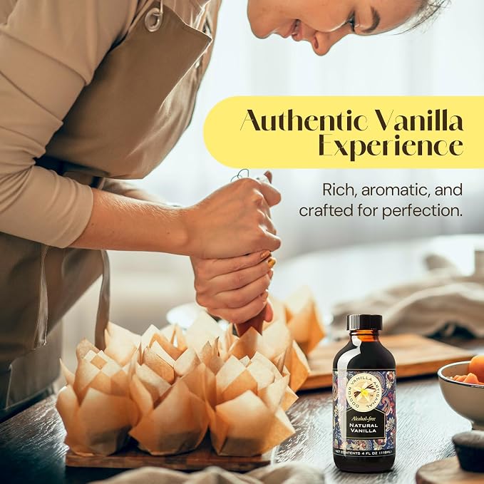 Natural Vanilla Alcohol‑Free Flavor, 4 fl oz - Madagascar Bourbon vanilla, 100% natural, sugar‑free, GMO‑free, gluten‑free, vegan, paleo, keto, kosher, and halal