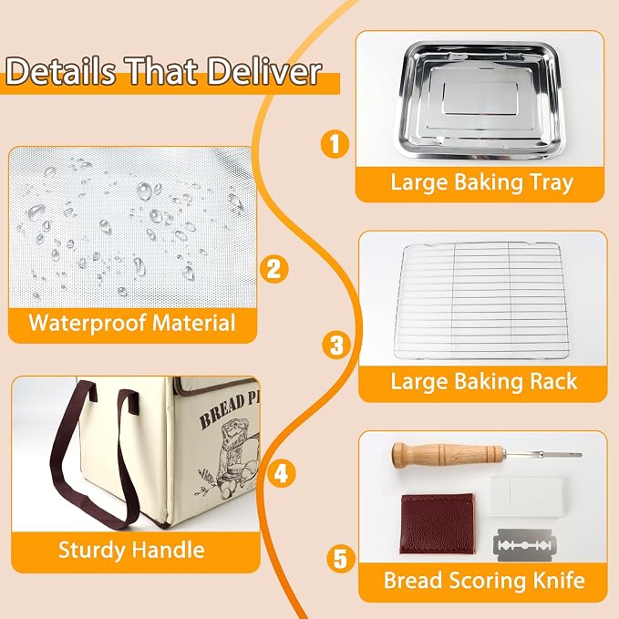 Folding Bread Proofing Box with 50-113℉ Temp Control, Large Dough Proofing Box with 3-Side Heating Precise Control 48H Timer, Metal Rack & Tray for Sourdough, Bread Baking, Yogurt, Pizza, Kombucha
