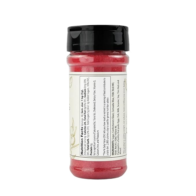 Olive & Vine Red Sanding Sugar, Sweet Finish, For Baking & Decorating, Rich Tradition, Authentic Taste, For Global Recipes (7.2 Ounce)
