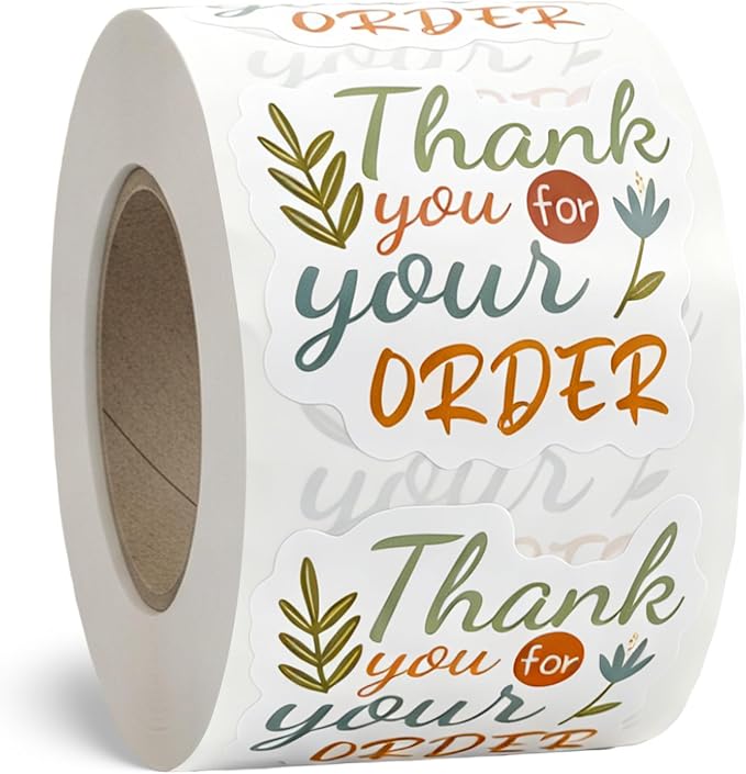 Thank You for Your Order Stickers for Small Business Online Retailers Small Shop Handmade Envelopes Mail Baking, Sealing Packaging Gift Wrap Stickers, 500Pcs