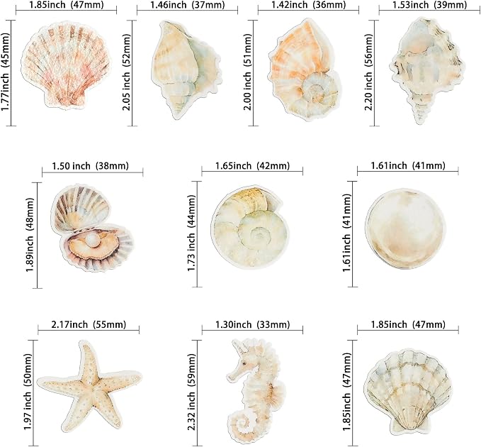 Gyufise 60Pcs Edible Sea Shell Cupcake Toppers Starfish Conch Seahorse SeaShell Cupcake Picks Edible Beach Party Decorations for Under the Sea Baby Shower Wedding Birthday Party Cake Decors Supplies