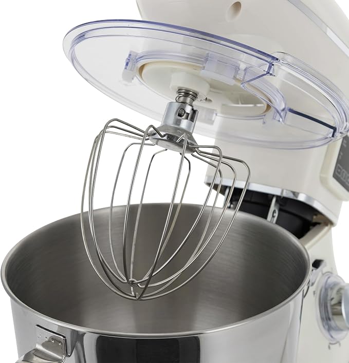 1350W Stand Mixer,6.5Qt Electric Kitchen Mixer,Dough Machine with LCD Display,Electric Food Mixer for Kitchens,Restaurants,Bakeries (Black) (1350, Watts) (White)
