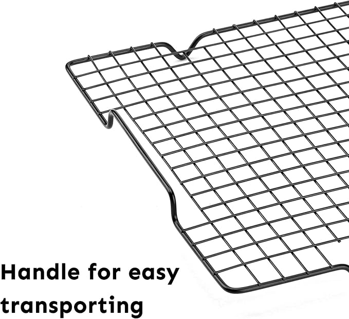 HULISEN Cooling Rack 2 Pack - 16" x 10", Nonstick Baking Rack with Handle fits Half Sheet Pan, Cookie Cooling Racks for Baking and Cooking, Wire Smoker Racks for Grilling, Oven Safe