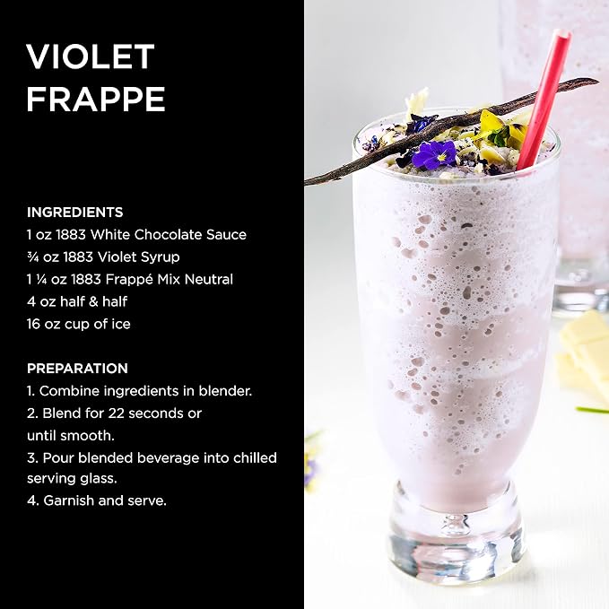 1883 Violet Syrup for Drinks, Made in France, 1 Liter Glass Bottle