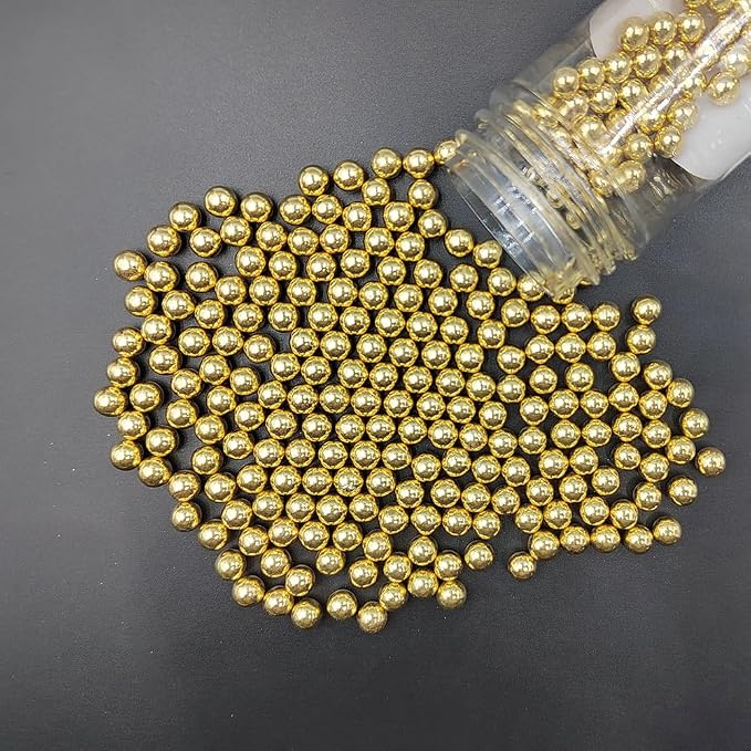 Homankit Gold Pearl Sprinkles for Cake Decorating, 7mm 120g/4.23OZ Sugar Pearl Cake Decorations for Baking Cookie Cupcake Toppers Ice Cream Toppings Birthday Wedding Supplies