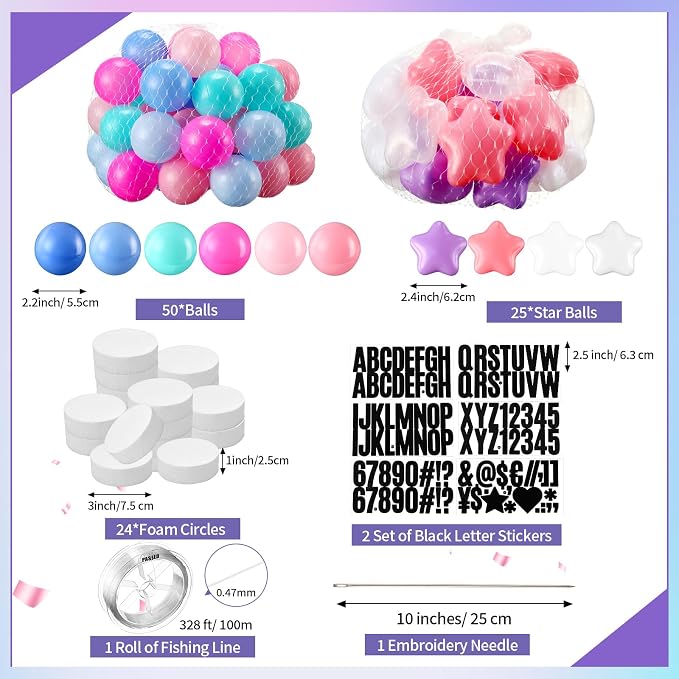 Simgoing 103 Pcs DIY Giant Friendship Bracelet Lei Kit Extra Large Beads Garland Jumbo Birthday Friendship Banner Kit Famous Singer Customizable Party Decor for Classroom(Macaron Color)