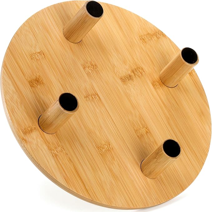 Cididu 12 Inch Bamboo Cake Stand, 3.3''H Round Pedestal Tray, Decorative Display Risers with Legs, Dessert Plate Holder Tray for Birthday Wedding Baby Shower Tea Party Table Display Countertop