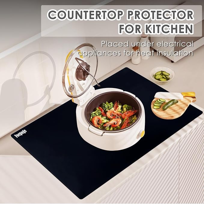 31.5" x 23.6" Extra Large Silicone Mat for Resin Casting, Epoxy and Crafts, Nonstick Silicone Sheet for Jewelry Casting Molds, Countertop Protector Mat Heat Resistant Placemats by Foepoge, Black