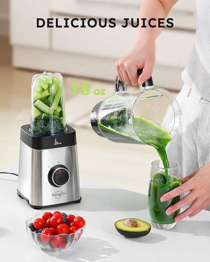 Sangcon Blenders for Kitchen - Smoothie Blender - Personal Blender for Shakes and Smoothies, Grinding & more, 54 oz Jar & 18 oz Cup with To-Go Lid