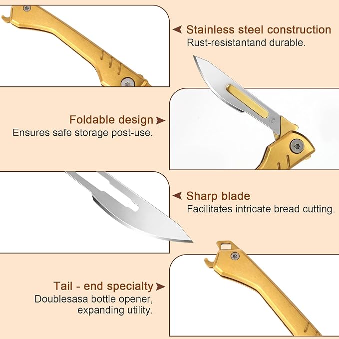 Bread Lame, Sourdough Scoring Tool with 10 Razor Blades - Folding & Extractable Bread Scorer Knife for Homemade Bread, Sourdough Slashing, Baking Tools Kit, Includes Protective Cover&Portable keychain