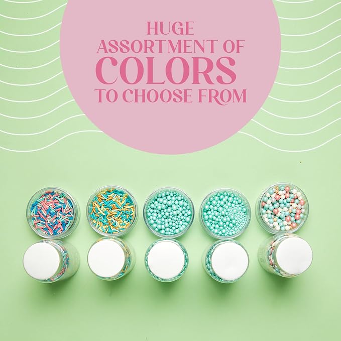 Confect Assorted Sprinkles Mix Pack of 5 – Silver, Gold, White, Blue Dragees & Bright Pink Sugar for Cake & Cupcake Decoration | Edible Toppings for Movie Night, Disco Party & Baking Fun | Vegan, Gluten Free, Nut-Free, Palm Oil-Free- 5 oz