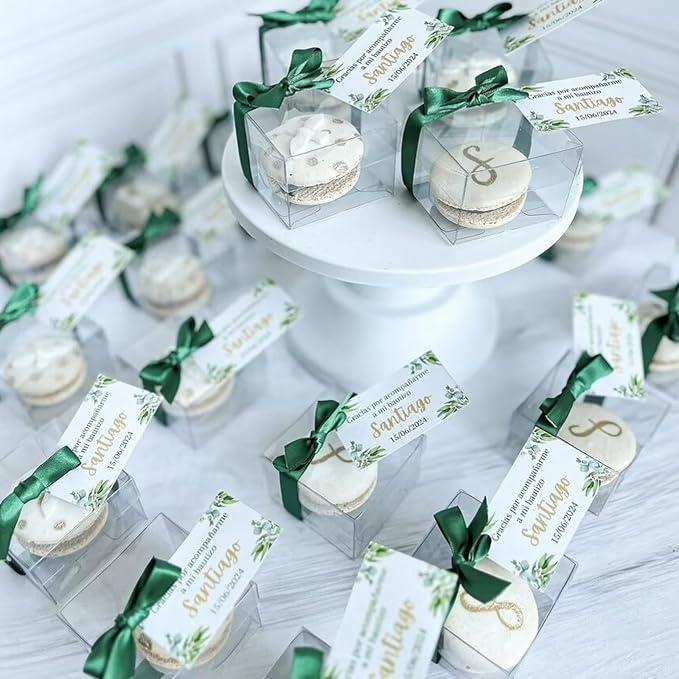 100 Pack Clear Chocolate Covered Ore Boxes Macaron Boxes Cookies Boxes Clear Favor Boxes Treat Boxes Pastry Boxes for Christmas Party Birthday Wedding(2.17"×2.17"×1.39")