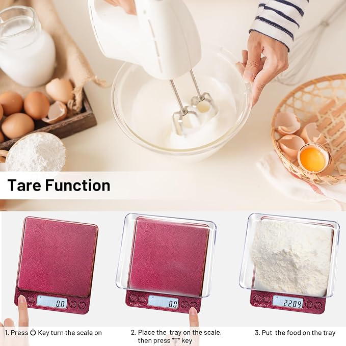 Fuzion Small Gram Scale 3000g, Digital Kitchen Food Scale, Gram and Ounce | Ombré, 0.1g Accuracy, 6 Modes, 2 Trays Included, Tare, Piece Counting, For Food, Coffee, Cooking, Herb, Reptiles, Coins