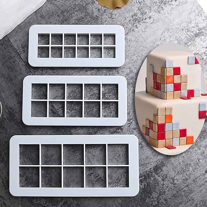 Mity Rain Square Cookie Cutter - Geometric Multicutter-Square Cake Fondant Cutter - 3 Size, Biscuit Cutters, Creative Cake Decorating