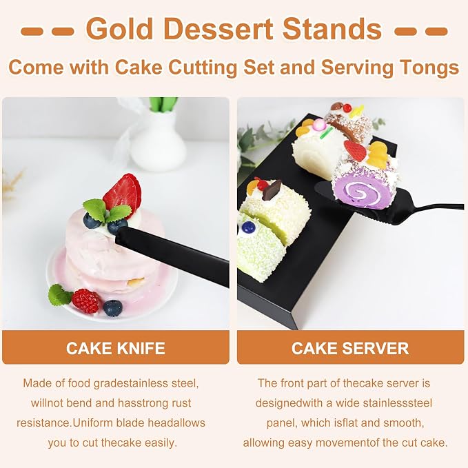 MACIFECI Cake Stand Set, Black Cake Stands For Dessert Table Including Dessert Tray, Metal Cupcake Display Stands Dessert Trays (Black)