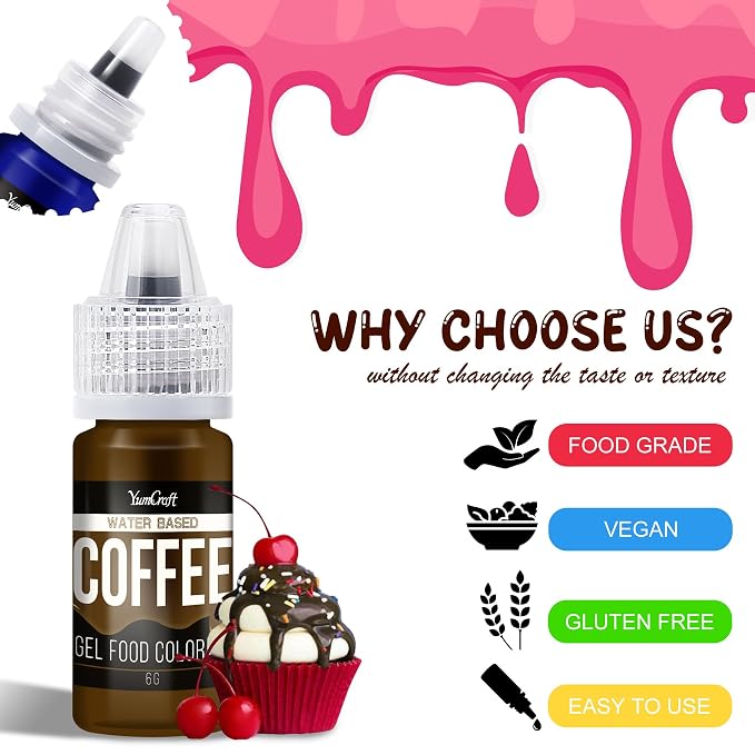Food Coloring Gel Set - 22Vibrant Color Gel Food Coloring for Cake Decorating, Baking, Easter Egg, Icing - Tasteless Food Color Dye for Fondant, Cooking, Airbrush - 0.2 Fl. oz (6 ml)/Bottles