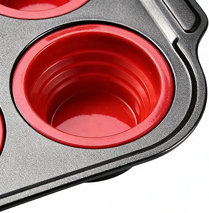 Silicone Muffin Pans - Easy Release Reusable, Cupcake Baking Tray, Donut Mold Set, Oven Air Fryer Pan With Nons Stick Flexible Design | Silicone Muffin Pans For Breakfast Cooking Dessert Treat Cupcake