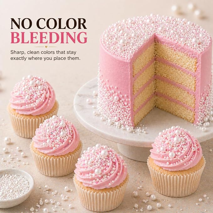 Confect White Pearl Sprinkles | Valentines Sprinkle | Edible Mix White Pearls & Dragees | Frozen Sprinkle & Disco Balls for Cakes, Cupcakes | White Princess Disco Ball Sprinkles | Vegan, Gluten-Free, Nut-Free, Soy-Free, Dairy-Free, Palm Oil-Free | Dye ...