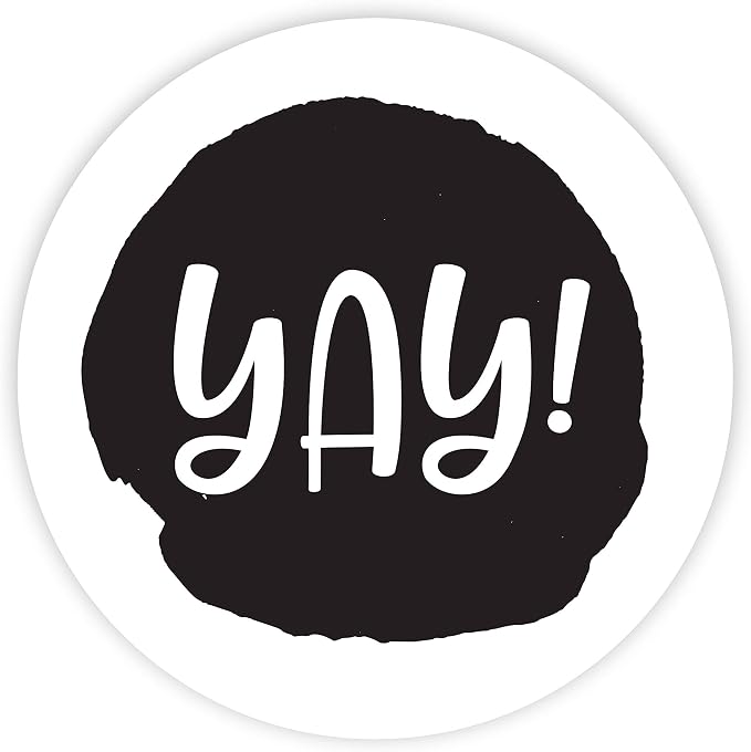 Andaz Press Round Small Business Sticker Labels, 120-Pack, Watercolor Black Yay!, Packaging Stickers, Product Labels for Small Business Thank You Stickers, Company Stickers
