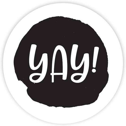 Andaz Press Round Small Business Sticker Labels, 120-Pack, Watercolor Black Yay!, Packaging Stickers, Product Labels for Small Business Thank You Stickers, Company Stickers