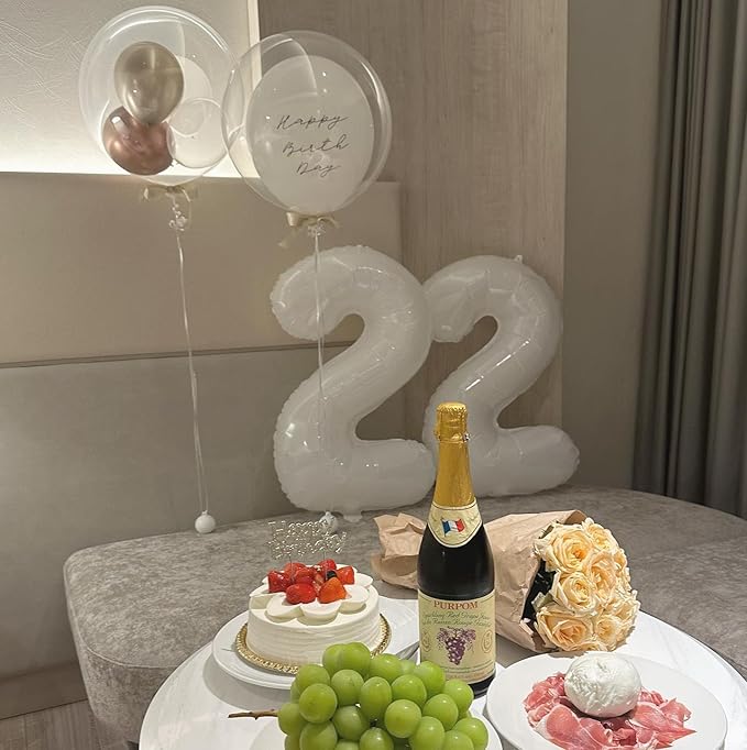 White 4 Balloon, Translucent Number Balloons 40 Inch, 4th White Party Decorations, Four Large Numbers for Party Decor, Number 4 Balloon