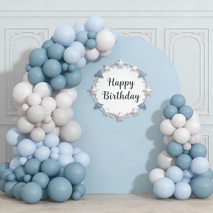 Dusty Blue Sand White Balloon Garland Arch Kit Light Blue White Balloons for Wedding Baby Shower Gender Reveal Birthday Party Decorations