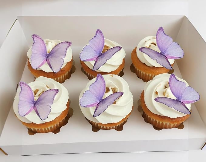 SS Cohen Edible Wafer Glutinous Paper Butterflies for Birthday Cake Decorating include 48 Pcs Colorful Small Pastel Cupcake Topper Decorations, Birthday Cake Topper (purple)