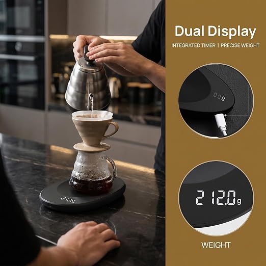 Digital Tea Scale 0.1g - Rechargeable Portable Coffee Scal | 500g/0.1g Precision | USB-C Rechargeable | Pocket-Sized | Digital LCD Display | for Loose Leaf Tea, Baking & Powder