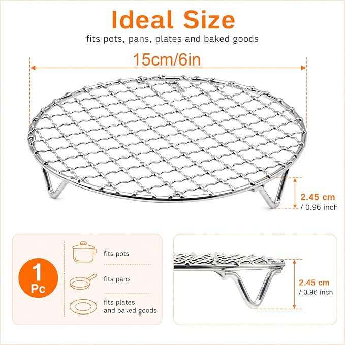 Air Fryer Rack,Wire Rack,Air Fryer Roasting Rack,Small Cooling Rackt,Cooling Rack,Wire Rack For Cooking,Compact Design,Stainless Steel,For Cooling,Steaming,Roasting And Air Frying