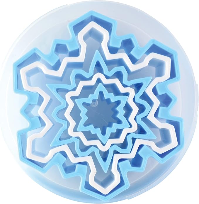 R&M International Snowflake Cookie and Biscuit Cutters, Assorted Sizes, Bright Colors, 5-Piece Set