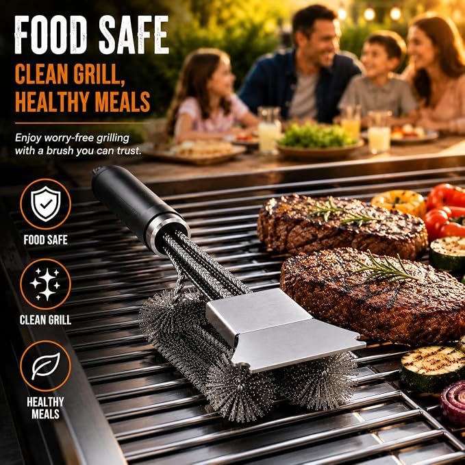 Grill Scraper Tool Stainless Steel Griddle Scraper for Blackstone Flat Top Grill, Heavy Duty BBQ Cleaning Scraper with Adjustable Handle, Metal Scraper for Cast Iron, Kitchen & Outdoor Cooking