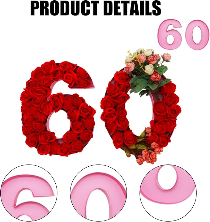 12inch Cardboard Number Fillable Food Tray Box for Charcuterie, Cupcake Arrangement, Birthday Anniversary (Pink, 60&90)