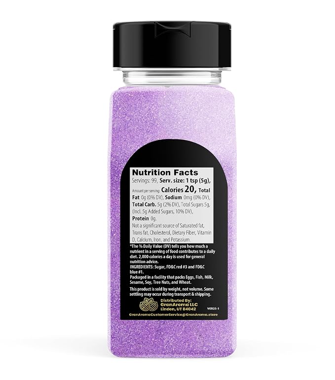 GranAroma Sanding Sugar, Decorative, Cookies & Sweets (White) (1.1 Pound) (Purple)