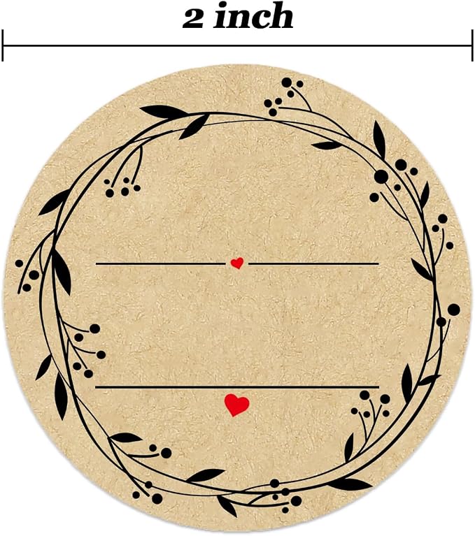 2" Canning Kraft Christmas Mason Jar Stickers - 500 Round Labels per Roll, Food & Pantry Labels for Jars & Lids