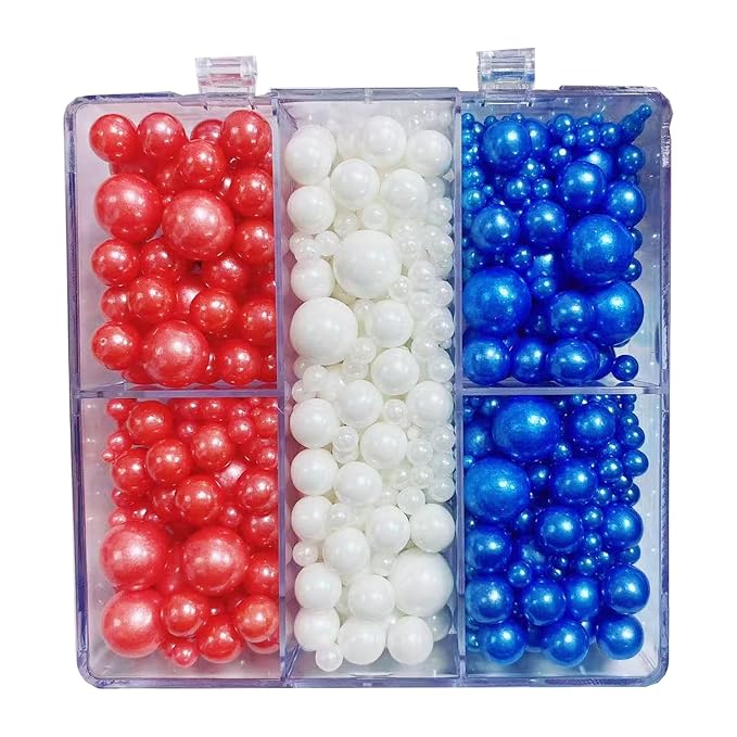 Sentovac Red White and Blue Pearls Sprinkles Edible Patriotic Sprinkle for Cake Decorating Candy Cookie Baking 4th of July Memorial Independence Day Decorations