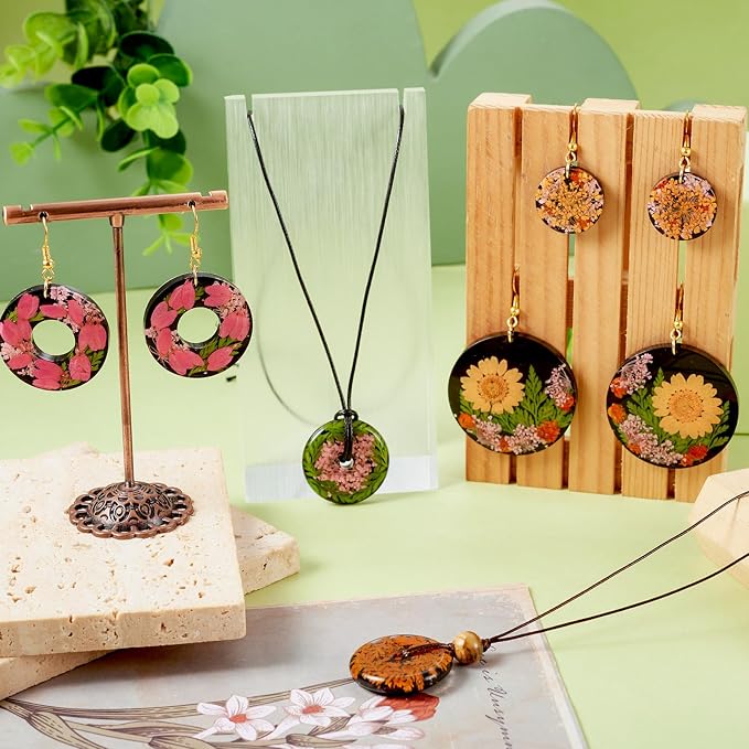 Beadthoven 2Pcs Silicone Pendant Molds Flat Round Donut Resin Casting Molds 2 Styles Disc Circle Resin Epoxy Mould for DIY Crafts Jewelry Casting Necklace Earrings Pendant Keychain Charms