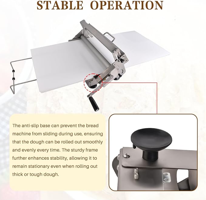 40.9''x15.5" Manual Dough Sheeter with Stainless Steel Roller Foldable Design, Adjustable Thickness Dough Roller Machine for Croissants, Pizza, Pastry, Pie Crust and Baking