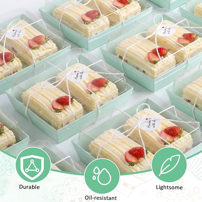 Outus 100 Pack Charcuterie Boxes with Clear Lids, Paper Dessert Boxes to Go with Gift Tags Rope Disposable Party Treat Food Containers for Cookies, Donuts, Muffins, Salad, and Pastry