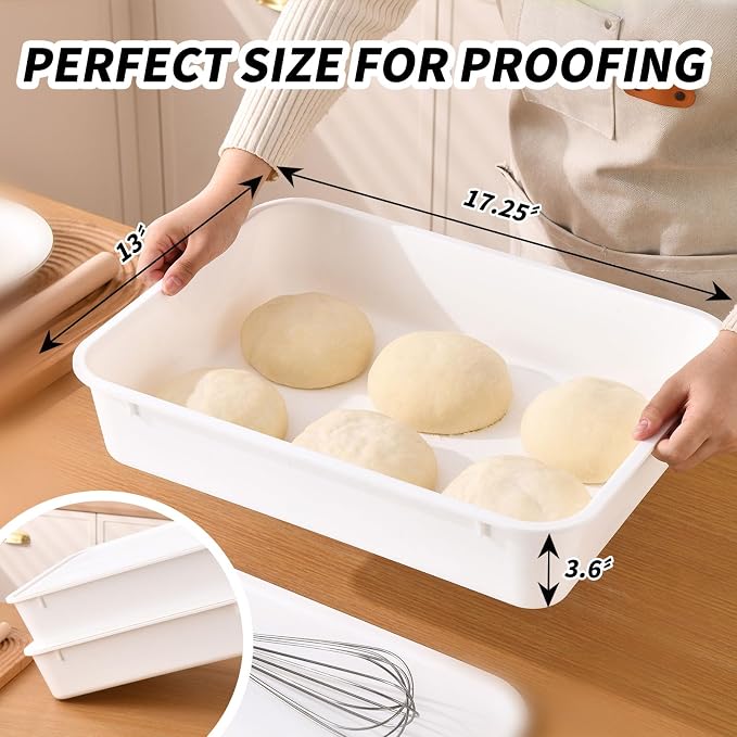 2 Pack Pizza Dough Proofing Box, Pizza Storage Container，Food Storage Containers with Lids，Pizza Pack Container Expandable，Bread Proofing Box，Stackable Commercial Quality Trays with Covers